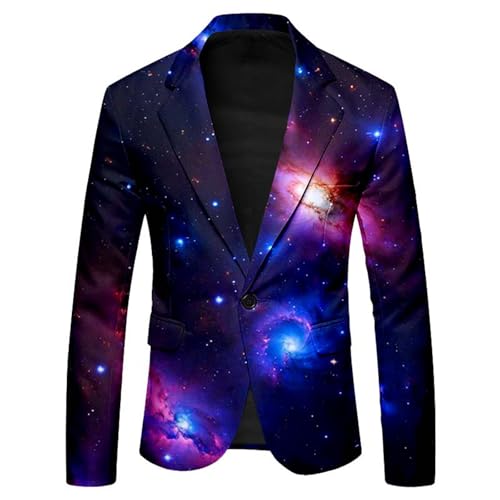 Anzüge Sakkos für Herren 3D Galaxie Bedrucken Smoking Jacket Hippie Anzugjacke Space KostümParty-Blazer Männer Weltall Kostüm Karnevalskostüme Abba Kostüm Performance-Kostüm Performance-Kostüm von Generisch