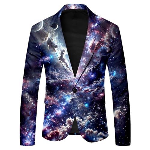 Anzüge Sakkos für Herren 3D Galaxie Bedrucken Smoking Jacket Hippie Anzugjacke Space KostümParty-Blazer Männer Weltall Kostüm Karnevalskostüme Abba Kostüm Performance-Kostüm Performance-Kostüm von Generisch