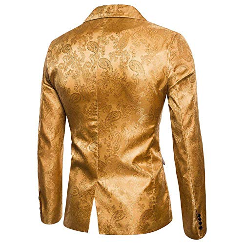 Anzüge für Herren Regular Fit Elegant Herrenanzug Herren Court Style Dark Grain Design Fashion One Button mit schmalem Vater Partnerlook Hemd (Yellow M) von Generisch