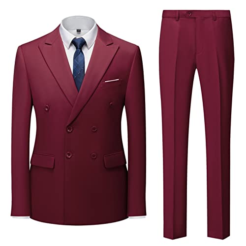 Anzug Herren Regular Fit, Sakko 2-Piece Slim-Fit Blazer Locker Bequeme Anzugjacke Zweireihiger Trend Blazerjacke Geschäfts Formale Men'S Suit Jacket Hochzeit Büroarbeit Sets Für Männer von Generisch
