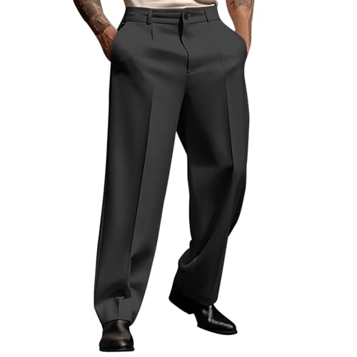 Anzughose Herren Stretch Bundfalte Stoffhose Herren Schwarz Wide Anzughose Baggy Businesshose Stilvolle Freizeithose Einfarbig Sporthose Mit Taschen Gerade Hose Leichte Luftige Weite Beine Hose Anzughose Herren Stretch Bundfalte Stoffhose Herren Schwarz Wide Anzughose Baggy Businesshose Stilvolle Freizeithose Einfarbig Sporthose Mit Taschen Gerade Hose Leichte Luftige Weite Beine Hose von Generisch