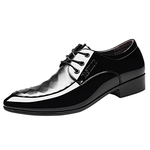 Anzugschuhe Herren Schwarz Businessschuhe mit spitzer Zehenpartie Schuhe Elegante Derby Oxfordschuhe Klassischer Hochzeitsschuhe Schlichter Arbeitsschuhe Casual Berufsschuhe Bequeme Freizeitschuhe von Generisch