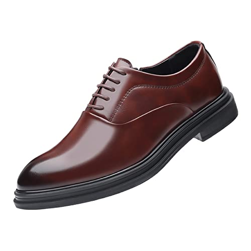 Anzugschuhe Herren Schwarz Derby Oxfordschuhe mit spitzer Zehenpartie Schuhe Elegante Businessschuhe Klassischer Hochzeitsschuhe Schlichter Schnürstiefel Casual Schnürhalbschuhe Freizeitschuhe von Generisch