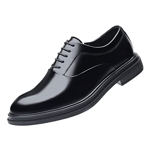 Anzugschuhe Herren Schwarz Derby Oxfordschuhe mit spitzer Zehenpartie Schuhe Elegante Businessschuhe Klassischer Hochzeitsschuhe Schlichter Schnürstiefel Casual Schnürhalbschuhe Freizeitschuhe von Generisch