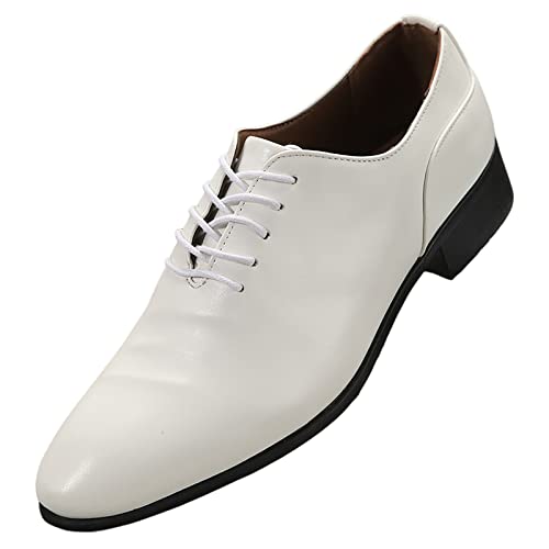 Anzugschuhe Herren Schwarz Leder | Hochzeitsschuhe Herren Weiß Lederschuhe Business Formelle Schuhe Modern Büro Schuhe Glattleder Business-Lacklederschuhe Mit Softer Innensohle Oxford-Schuhe von Generisch