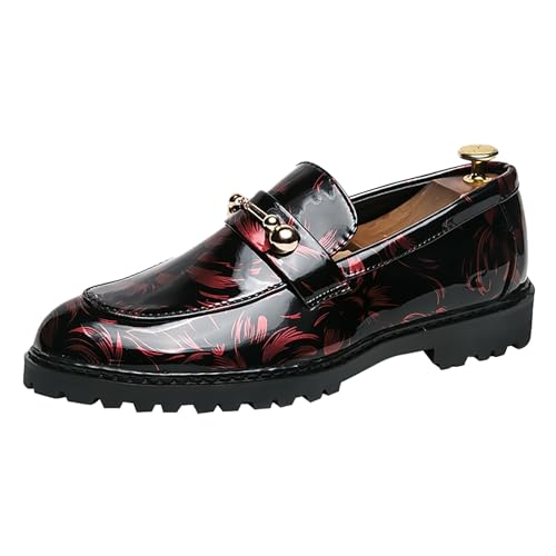 Anzugschuhe Herren mit Absatz Schlupfschuhe Elegante Loafers Schuhe Bequeme Arbeitsschuhe Casual Halbschuhe Runde Toe Lederschuhe Mokassin Kleid-Schuhe Klassischer Businessschuhe Freizeitschuhe von Generisch
