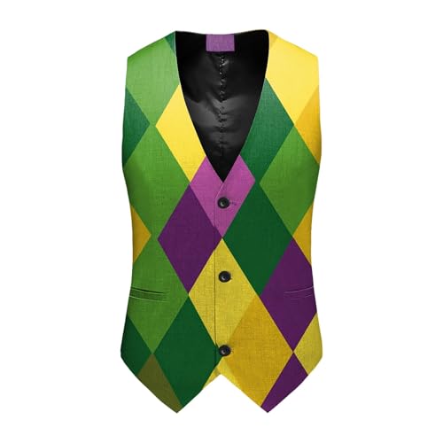 Anzugweste Herren Hochzeit Elegant Anzugwesten Anzugweste für Herren Herren FLoral Hochzeit Weste Herren Formale Hochzeit Party Weste Herren Weste Paisley Floral Anzugweste für Hochzeit (Green, XL) von Generisch