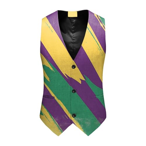 Anzugweste Herren Hochzeit Elegant Anzugwesten Anzugweste für Herren Herren FLoral Hochzeit Weste Herren Formale Hochzeit Party Weste Herren Weste Paisley Floral Anzugweste für Hochzeit (Purple, XL) von Generisch