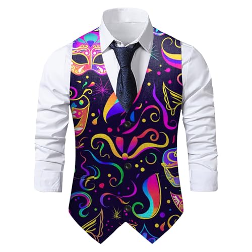 Anzugweste Herren Hochzeit Formelle Weste Hochzeit Herren Formale Hochzeit Party Weste Herren Weste Casual Manner Formale Hochzeitsfeier Weste Hochzeit Gilet Slim Fit Businessweste Party (Purple, XL) von Generisch