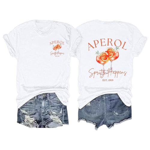 Aperol Spritz Tshirt Damen, Lustiges Freizeitshirt T-Shirt Hallöchen Aperölchen Kostüm Karneval und Fasching mit Cocktail Druck Leicht Top Casual Bluse Stilvolle Fun-T-Shirt Oberteile Aperol Spritz Tshirt Damen, Lustiges Freizeitshirt T-Shirt Hallöchen Aperölchen Kostüm Karneval und Fasching mit Cocktail Druck Leicht Top Casual Bluse Stilvolle Fun-T-Shirt Oberteile von Generisch