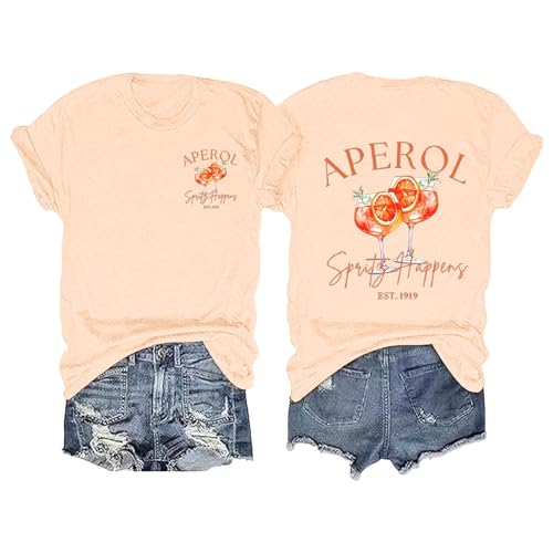 Aperol Spritz Tshirt Damen, Lustiges Freizeitshirt T-Shirt Hallöchen Aperölchen Kostüm Karneval und Fasching mit Cocktail Druck Leicht Top Casual Bluse Stilvolle Fun-T-Shirt Oberteile Aperol Spritz Tshirt Damen, Lustiges Freizeitshirt T-Shirt Hallöchen Aperölchen Kostüm Karneval und Fasching mit Cocktail Druck Leicht Top Casual Bluse Stilvolle Fun-T-Shirt Oberteile von Generisch