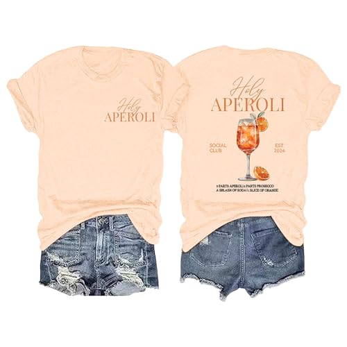 Aperol Spritz Tshirt Damen, Lustiges Freizeitshirt T-Shirt Hallöchen Aperölchen Kostüm Karneval und Fasching mit Cocktail Druck Leicht Top Casual Bluse Stilvolle Fun-T-Shirt Oberteile Aperol Spritz Tshirt Damen, Lustiges Freizeitshirt T-Shirt Hallöchen Aperölchen Kostüm Karneval und Fasching mit Cocktail Druck Leicht Top Casual Bluse Stilvolle Fun-T-Shirt Oberteile von Generisch