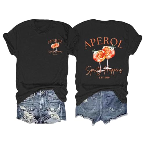 Aperol Spritz Tshirt Damen, Lustiges Freizeitshirt T-Shirt Hallöchen Aperölchen Kostüm Karneval und Fasching mit Cocktail Druck Leicht Top Casual Bluse Stilvolle Fun-T-Shirt Oberteile Aperol Spritz Tshirt Damen, Lustiges Freizeitshirt T-Shirt Hallöchen Aperölchen Kostüm Karneval und Fasching mit Cocktail Druck Leicht Top Casual Bluse Stilvolle Fun-T-Shirt Oberteile von Generisch