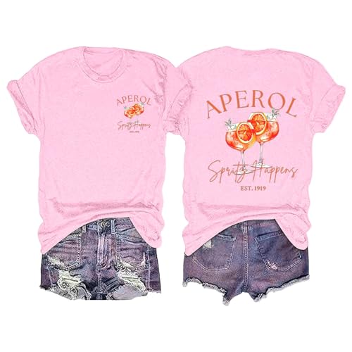 Aperol Spritz Tshirt Damen, Lustiges Freizeitshirt T-Shirt Hallöchen Aperölchen Kostüm Karneval und Fasching mit Cocktail Druck Leicht Top Casual Bluse Stilvolle Fun-T-Shirt Oberteile Aperol Spritz Tshirt Damen, Lustiges Freizeitshirt T-Shirt Hallöchen Aperölchen Kostüm Karneval und Fasching mit Cocktail Druck Leicht Top Casual Bluse Stilvolle Fun-T-Shirt Oberteile von Generisch