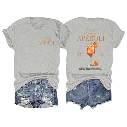 Aperol Spritz Tshirt Damen, Lustiges Freizeitshirt T-Shirt Hallöchen Aperölchen Kostüm Karneval und Fasching mit Cocktail Druck Leicht Top Casual Bluse Stilvolle Fun-T-Shirt Oberteile Aperol Spritz Tshirt Damen, Lustiges Freizeitshirt T-Shirt Hallöchen Aperölchen Kostüm Karneval und Fasching mit Cocktail Druck Leicht Top Casual Bluse Stilvolle Fun-T-Shirt Oberteile von Generisch