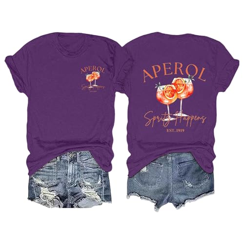 Aperol Spritz Tshirt Damen, Lustiges Freizeitshirt T-Shirt Hallöchen Aperölchen Kostüm Karneval und Fasching mit Cocktail Druck Leicht Top Casual Bluse Stilvolle Fun-T-Shirt Oberteile Aperol Spritz Tshirt Damen, Lustiges Freizeitshirt T-Shirt Hallöchen Aperölchen Kostüm Karneval und Fasching mit Cocktail Druck Leicht Top Casual Bluse Stilvolle Fun-T-Shirt Oberteile von Generisch