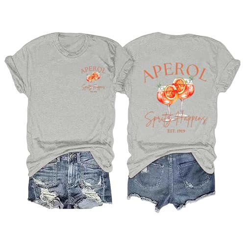 Aperol Spritz Tshirt Damen, Lustiges Freizeitshirt T-Shirt Hallöchen Aperölchen Kostüm Karneval und Fasching mit Cocktail Druck Leicht Top Casual Bluse Stilvolle Fun-T-Shirt Oberteile Aperol Spritz Tshirt Damen, Lustiges Freizeitshirt T-Shirt Hallöchen Aperölchen Kostüm Karneval und Fasching mit Cocktail Druck Leicht Top Casual Bluse Stilvolle Fun-T-Shirt Oberteile von Generisch