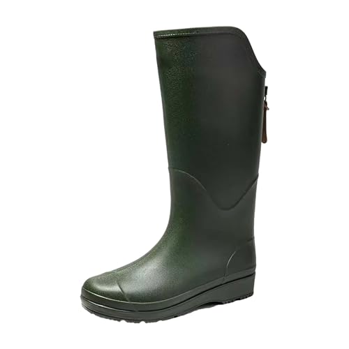 Arbeits Regenstiefel für Damen,Damen Regen Lange Stiefeletten,Outdoor einfarbige Plateau rutschfeste Gummischuhe Wasserdicht Freizeitschuhe Rain Boots von Generisch