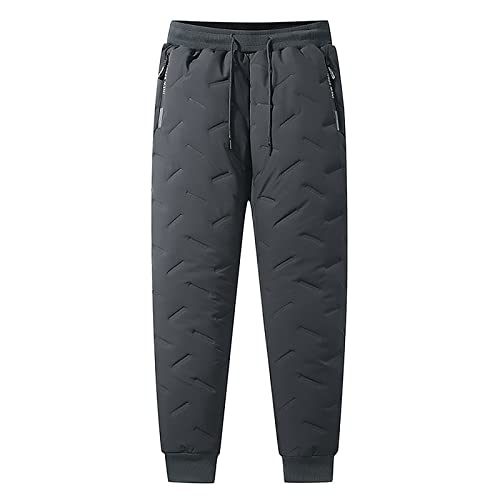 Arbeitshosen Männer, Herren Winterhosen Thermofleece Große Größe Sweatpants Plüsch Verdickung Baumwolle Gepolstert Hose Sweatpants Stretchbund Chino Stretch Jogginghose Winter (3XL, Dunkelgrau) von Generisch