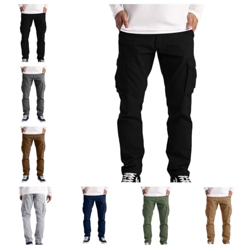 Arbeitshosen männer, Outdoorhose Herren Lang Stretch Arbeitshosen Männer Cargohose Wasserdicht Trekkinghose Loose Fit Casual Freizeithose mit Taschen Jagdhose Baumwollehose Cargo Pants von Generisch