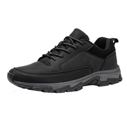 Arbeitsschuhe Herren Leder Große Größen 39-47 Wanderschuhe mit Schnürsenkel Trekkingschuhe rutschfest Laufschuhe Pu Walkingschuhe Weich Outdoorschuhe Abriebfeste Walkingschuhe Bequeme Freizeitschuhe von Generisch