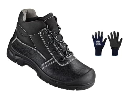Arbeitsschuhe Sicherheitsschuhe S3 EN345, Bauschuhe mit Stahlkappe und Stahlsohle Größe 39, inkl. Arbeitshandschuhe von Generisch