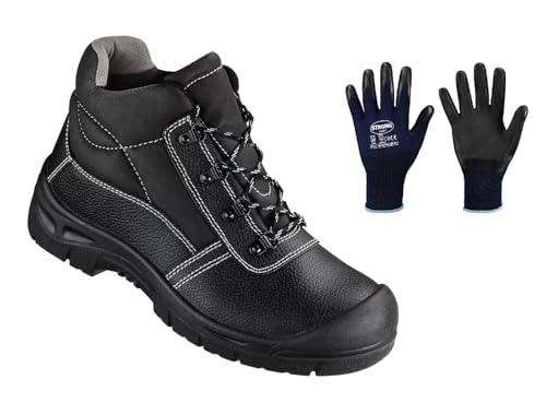Arbeitsschuhe Sicherheitsschuhe S3 EN345, Bauschuhe mit Stahlkappe und Stahlsohle Größe 45, inkl. Arbeitshandschuhe von Generisch