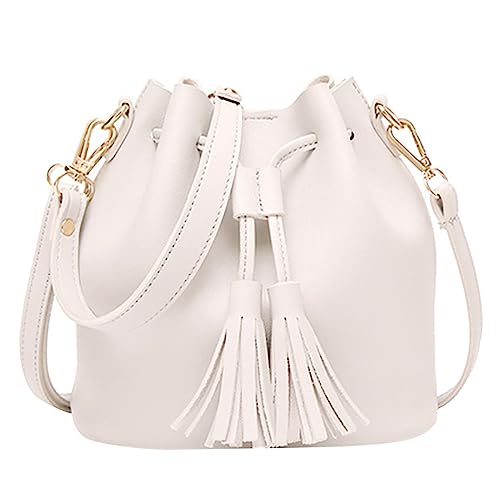 Arbeitstasche für Herren, Schultertasche, Damen, Quaste, Kuriertasche, Kordelzug, Umhängetasche, PU-Leder, lustige Kuriertasche für Frauen, weiß, Einheitsgröße von Generisch