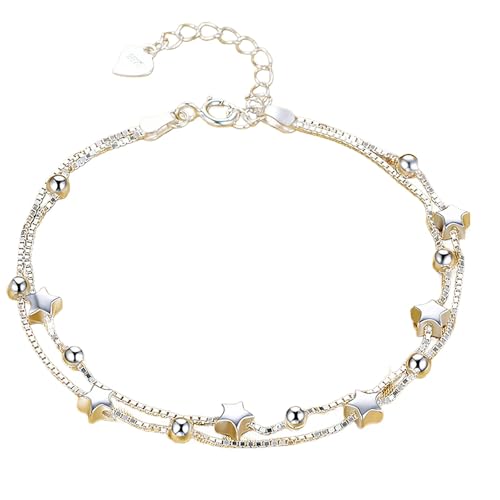 Armbänder Für Jugendliche Mädchen 925 Sterling Silver Bracelet For Women Simple Adjustable Bangle Bracelets Dainty For Birthday Anniversary Christmas Thanksgiving Day Männer Uhren (A, One Size) von Generisch