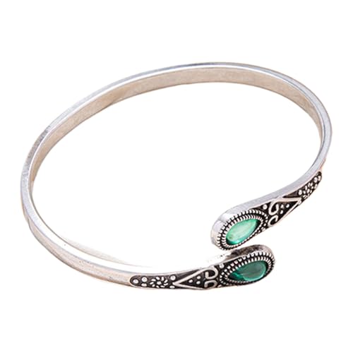 Armbänder Mit Gravur 2 Stück Eingelegtes grünes Imitations-Retro-Armband mit verstellbarer Öffnung und freundlicher Legierung Herren Verstellbares Armband (Green, One Size) von Generisch