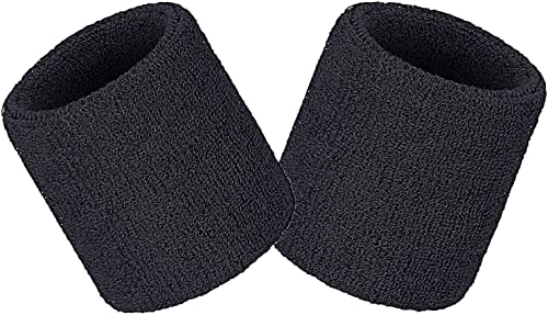 Armbänder Schweißbänder Handgelenk Männer Frauen 2 Stück Sport Schweißbänder Für Gymnastik Sport Tennis Laufübung Basketball Wicking (2 Stück - Schwarz) Nice von Generisch