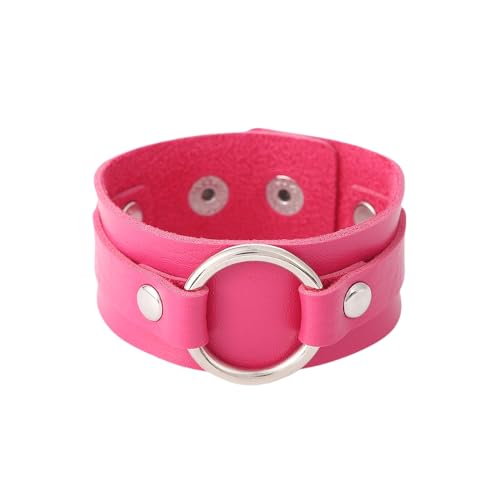 Armbänder für Herren,Breites Lederarmband Unisex Vintage Punk Armband mit Druckknopf Verstellbares Armband Gothic Wickelarmband für Männer Frauen Schmuck Geschenk Rose von Generisch