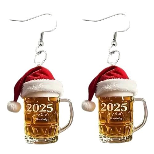 Armband für DIY Ohrringe Tasse Acryl Ohrringe Jahr Design Hohe Sinn Weihnachtsohrringe (Red, One Size) von Generisch