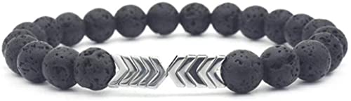 Armband für Männer und Frauen, 7 Chakren, Aroma-Diffusor, geflochtenes Seil, Natursteinperlen, Energiearmband, Silber von Generisch