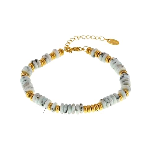 Armband mit Edelstahlperlen, Naturstein, für Damen, Party, Hochzeit, einfacher Schmuck, Mädchen-Geschenk, Einheitsgröße von Generisch