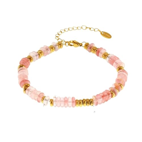 Armband mit Edelstahlperlen, Naturstein, für Damen, Party, Hochzeit, einfacher Schmuck, Mädchen-Geschenk, Einheitsgröße von Generisch