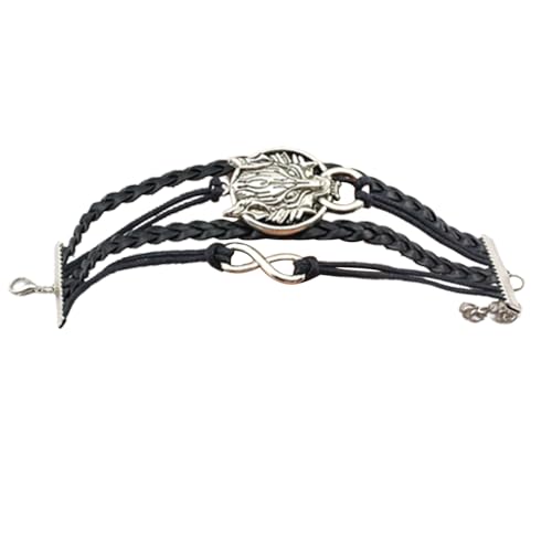 Armband mit Unendlichkeitssymbol aus Legierung, Leder, schwarz, robust und praktisch, schön und praktisch von Generisch