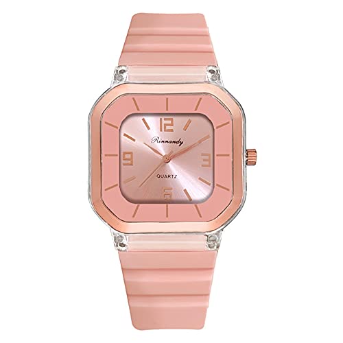 Armbanduhr Breit Herren Veret Armband Quarz Damen Zifferblatt Damen Simples Uhr Silikon Digitaluhr Uhr Mode Damenuhr Armbanduhr Verkleinern (Orange pink-1, One Size) von Generisch