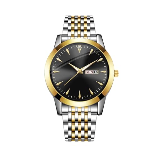 Armbanduhr Herren Herrenuhr Business Wear Luxusuhr Casual Edelstahl Nachtlicht Herren Zweifarbige Uhr Kinder Armbanduhr Gummiarmband (D, One Size) von Generisch