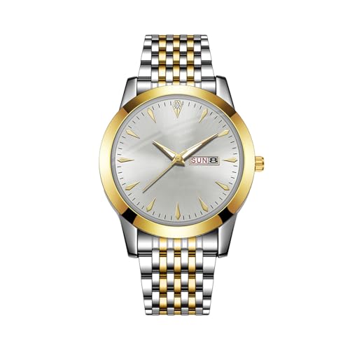 Armbanduhr Herren Herrenuhr Business Wear Luxusuhr Casual Edelstahl Nachtlicht Herren Zweifarbige Uhr Kinder Armbanduhr Gummiarmband (E, One Size) von Generisch