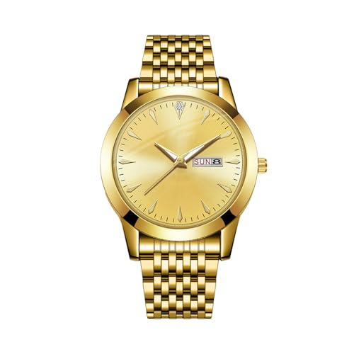 Armbanduhr Herren Herrenuhr Business Wear Luxusuhr Casual Edelstahl Nachtlicht Herren Zweifarbige Uhr Kinder Armbanduhr Gummiarmband (F, One Size) von Generisch