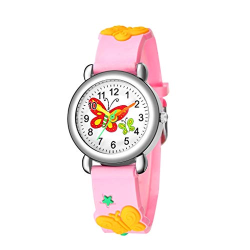 Armbanduhr Kinder Geschenk-Karikatur-analoges Muster-Quarz-Uhr-Uhr-Jungen-Kind-Kind-niedliche Handgelenk-Kinderuhr Damen Digitaluhr Vintage Retro (Pink, One Size) von Generisch