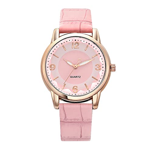 Armbanduhr Schwarz Schlicht für Damen & Herren Analog Uhr Quarzuhr Gürtel Damen, modische Katzen Brille Zifferblatt Quarzuhr Damen Sportuhr Personalisiert (A-Pink, One Size) von Generisch