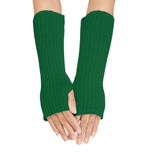 Armstulpen Damen Handschuhe Lange Handstulpen Fingerlose Winterhandschuhe Halbfinger Strickhandschuhe Einfarbig Armwärmer Stretch Pulswärmer Armlinge für Büro Tippen Karnevals Zubehör für Frauen von Generisch