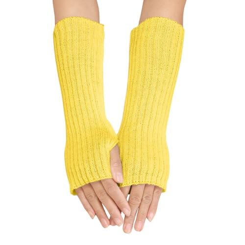 Armstulpen Damen Mädchen Handschuhe Lange Handstulpen Fingerlose Winterhandschuhe Halbfinger Strickhandschuhe Einfarbig Armwärmer Stretch Pulswärmer Armlinge für Büro Tippen Computer Damen Zubehör von Generisch