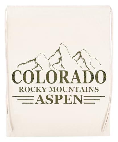 Aspen Co Ski Resort Colorado Rocky Beige Sporttasche Wiederverwendbarer Sportsack aus Baumwolle von Generisch