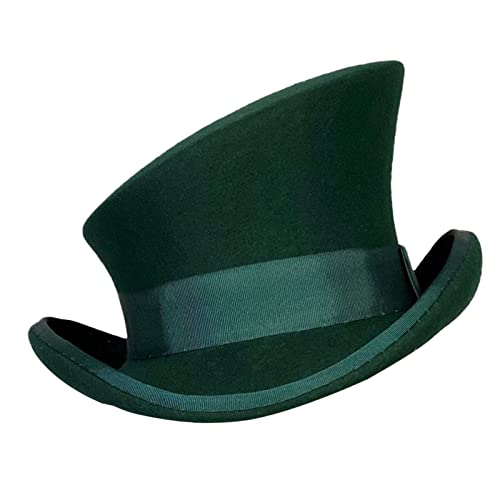Asymmetrischer Zylinder Wollhut Unisex Steam Punk Mode Dekorativer Mütze Mit Ohrenklappen Damen Herren (Green, One Size) von Generisch