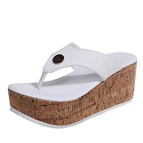 Atmungsaktive Freizeitschuhe Absatz Frauen Keilpantoffeln Mode Freizeit Outdoor-Frauen-Hausschuh (White, 37) von Generisch