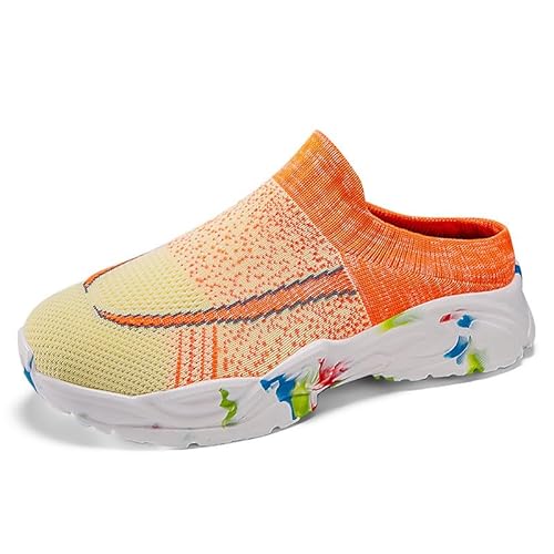 Atmungsfähige Paarschuhe Leichte Softball Tanzschuhe Freizeitschuhe Transparentes Netz Komfort Faule Schuhe (Gelb Orange,35) von Generisch