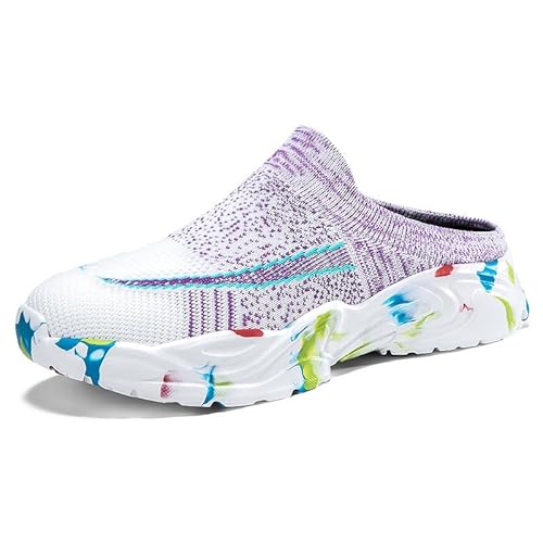 Atmungsfähige Paarschuhe Leichte Softball Tanzschuhe Freizeitschuhe Transparentes Netz Komfort Faule Schuhe (Weiß Violett,37) von Generisch